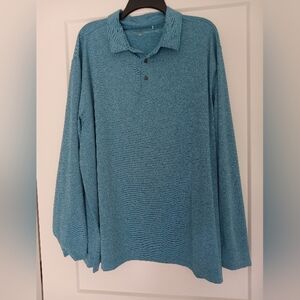 Walter Hagen Essentials Long Sleeved Golf Shirt XXL Teal Gray White Like New